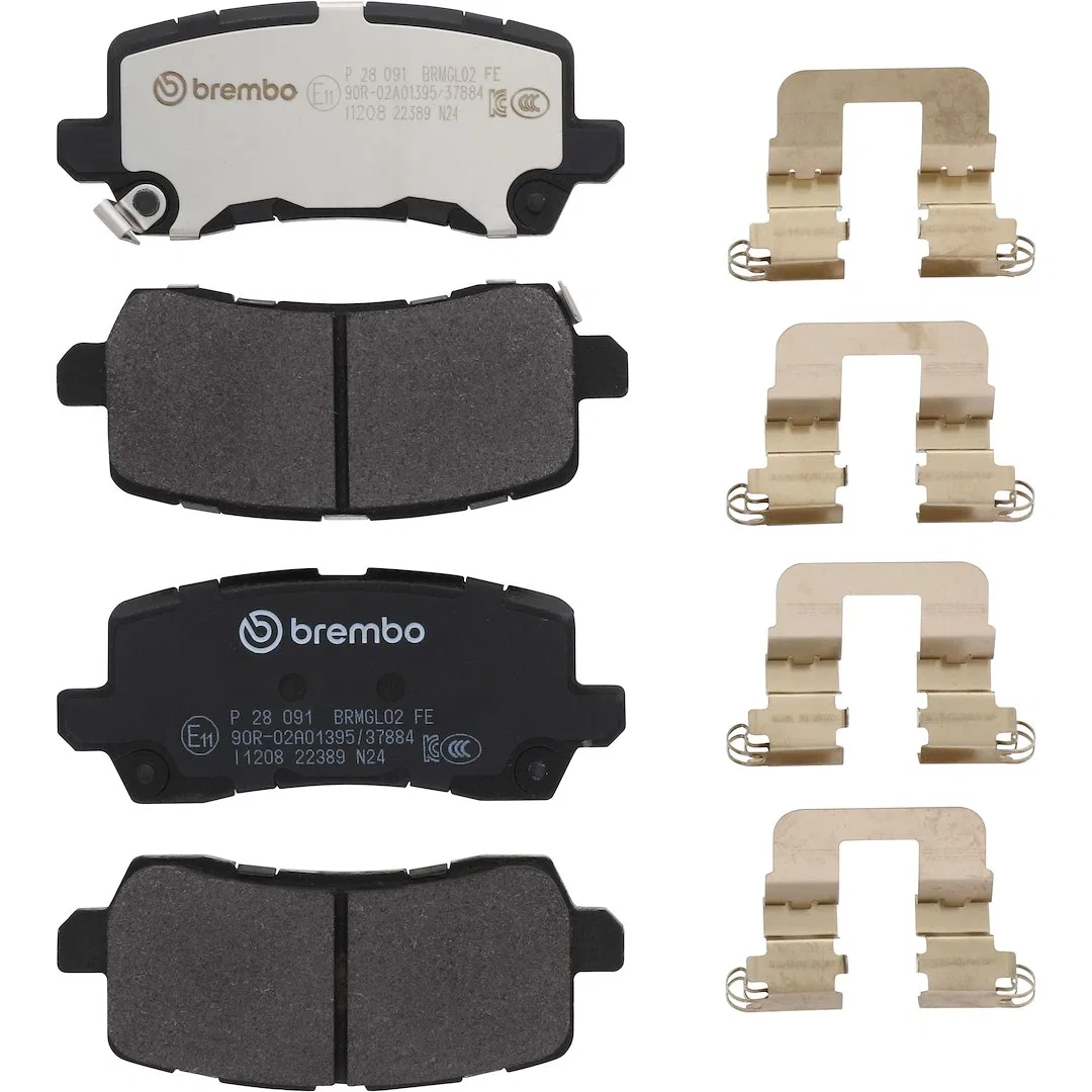P28091 – BREMBO Brake Pad, FMSI Number D1698-8923/ D1954-8923 Low-Metallic Set Of 4 With Mounting Hardware And Pad We...